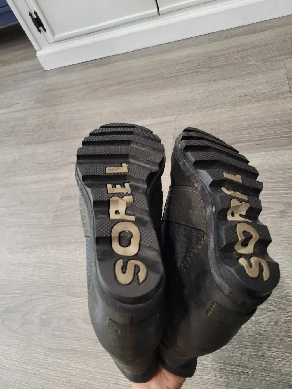 Sorel Dark Green GorpCore Lexie Wedge Lace-Up Lesther/Canvas Ankle Boots 7.5